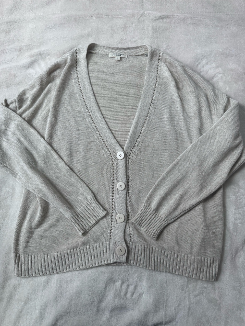 Max Studio Beige Button Knit Cardigan